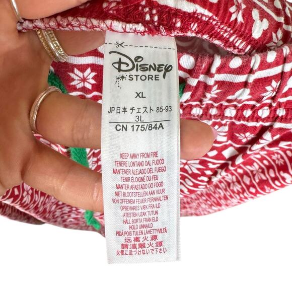 Disney Store Unisex XL Red White Mickey Snowflake Christmas Pajama PJ Pants - Picture 5 of 7